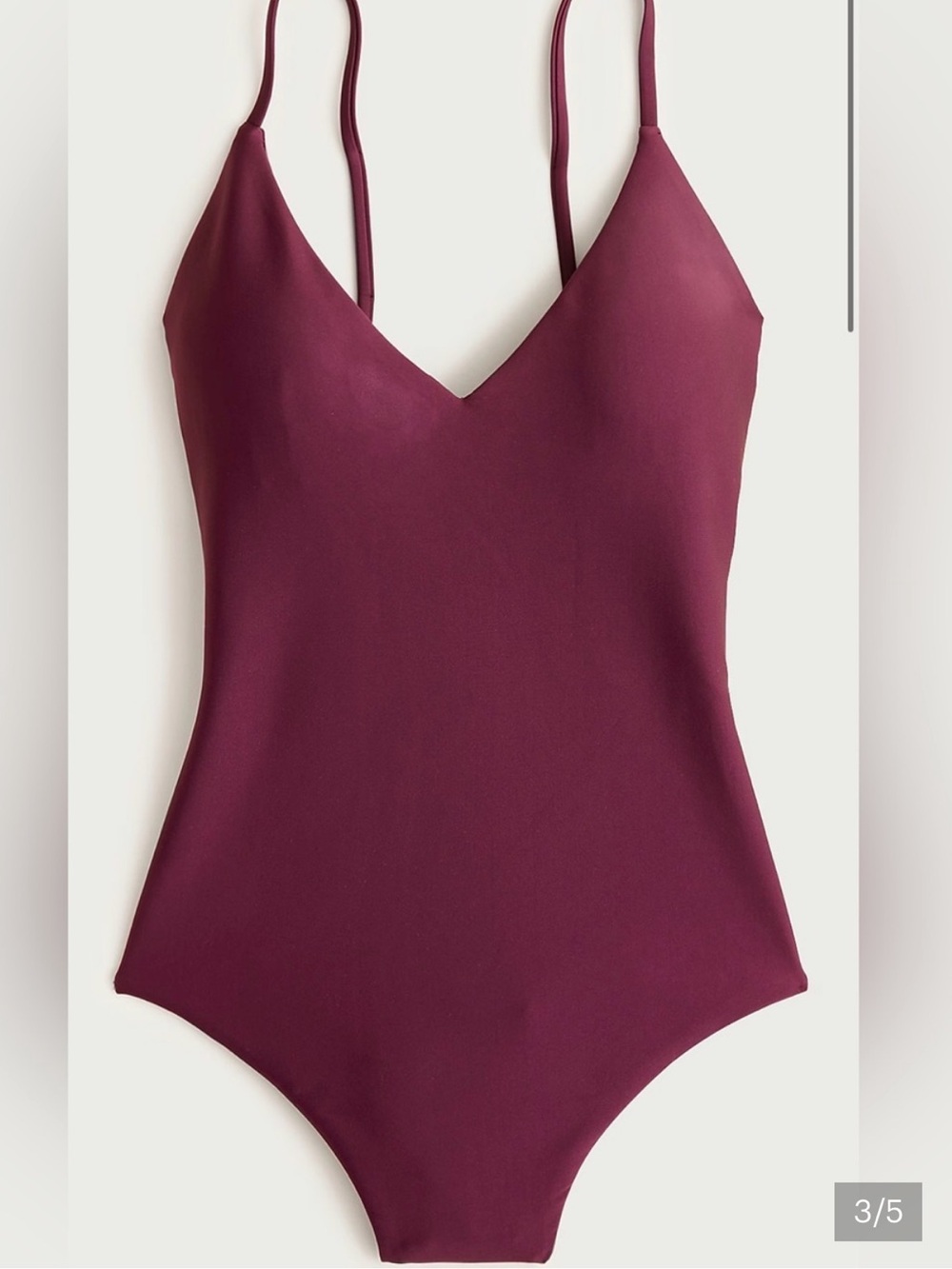 NWT J. Crew Lana V-Neck One-Piece Swimsuit in Deep Plum - Picture 3 of 4